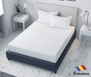 Cearceaf de pat alb cu elastic Evostar tesatura rigida bumbac 100%