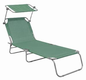 Aga Șezlong de grădină reglabil cu acoperiș Verde deschis