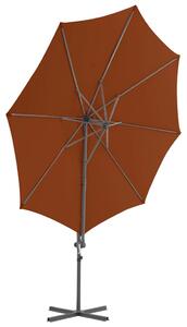 Umbrelă în consolă cu stâlp din oțel, cărămiziu, 300 cm