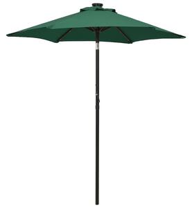 Umbrelă de soare cu lumini LED, verde, 200x211 cm, aluminiu