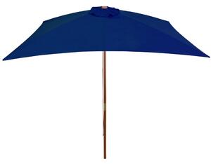 Umbrelă de soare, exterior, stâlp lemn, albastru, 200x300 cm