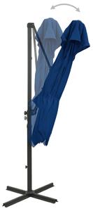 Umbrelă suspendată cu înveliș dublu, albastru azuriu, 250x250cm