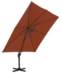 Umbrelă în consolă cu stâlp din aluminiu, cărămiziu, 300x300 cm
