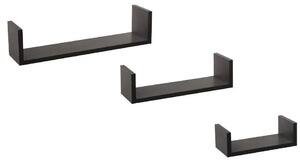 Set 3 rafturi U 42/32/22x10 cm MDF Negru