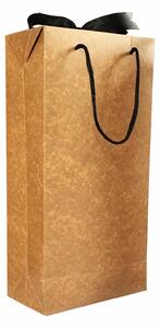 SET 10 Boxbag pungi cadou kraft natur pentru 2 sticle vin (35x18x9 cm)