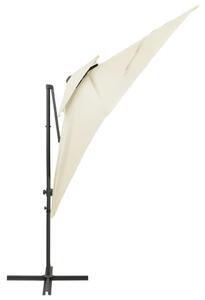 Umbrelă suspendată cu înveliș dublu, nisipiu, 250x250 cm