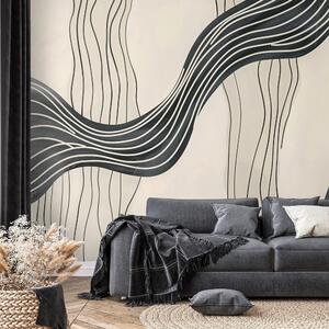 Tapet valuri abstracte alb-negru