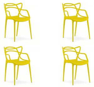 Set 4 scaune din plastic KATO, galben
