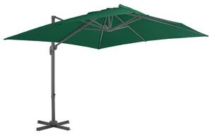 Umbrelă în consolă cu stâlp din aluminiu, verde, 300x300 cm