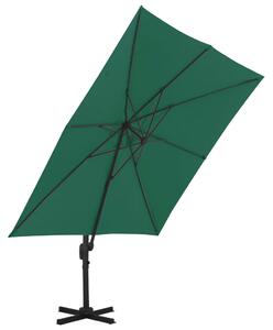 Umbrelă în consolă cu stâlp din aluminiu, verde, 300x300 cm