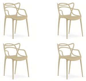 Set 4 scaune din plastic KATO, bej
