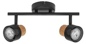 OSRAM Spot de tavan CORK, negru, cu 2 becuri, dimabil, GU10, reglabil, Negru, Camera de zi / sufragerie, Metal