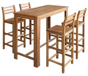 Set masă și scaune de bar 5 piese, lemn masiv de acacia