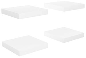 Rafturi de perete, 4 buc., alb extralucios, 23x23,5x3,8 cm, MDF