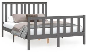 Cadru de pat cu tăblie, gri, 120x200 cm, lemn masiv de pin