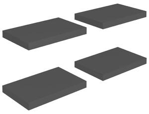 Rafturi de perete suspendate, 4 buc., negru, 40x23x3,8 cm, MDF