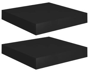 Rafturi de perete suspendate, 2 buc., negru, 23x23,5x3,8 cm MDF