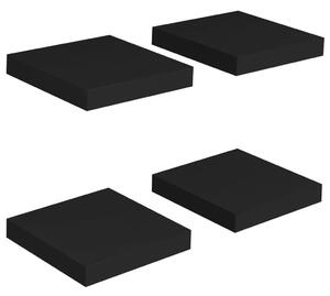 Rafturi de perete suspendate, 4 buc., negru, 23x23,5x3,8 cm MDF