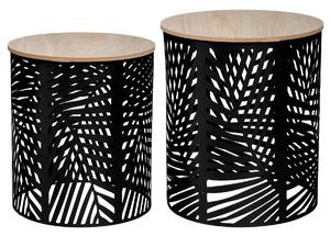 Set masute cafea, motiv frunze, 2 bucati
