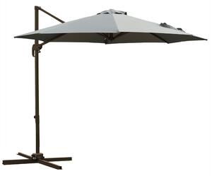 Outsunny Umbrel de Gradină cu Manivelă cu Înclinare Reglabilă, Umbrelă cu Braț și Stinghii, Ø2.95x2.5 m, Gri | Aosom Romania
