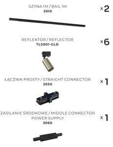 Spot în sistem de șină Zuma Line 3022 TUBE 6xGU10/35W/230V negru/auriu