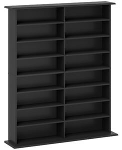 HOMCOM Mobilier Bibliotecă cu 16 Rafturi pentru 720 CD-uri din Lemn 106.5x24x123.7 cm Negru | Aosom Romania
