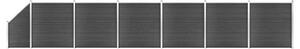 Set de panouri de gard, 1138x(105-186) cm, negru, WPC