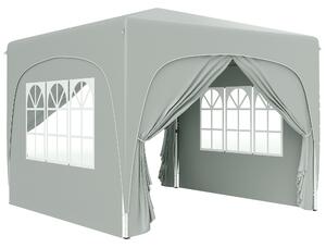 Outsunny Pavilion Pliabil cu Ferestre Laterale și Geantă de Transport, 300x300x273 cm, Gri Deschis | Aosom Romania