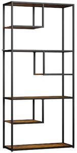 HOMCOM Bibliotecă Mobilă cu 7 Nivele din Lemn și Oțel în Stil Industrial, 83x34x180 cm, Maro | Aosom Romania