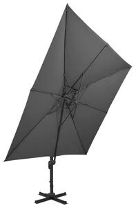 Umbrelă suspendată cu înveliș dublu, antracit, 300x300 cm