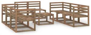 Set mobilier de grădină, 9 piese, maro, lemn de pin tratat