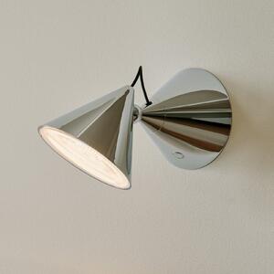 Tom Dixon Aplică LED Pose, argintiu, 21 cm, plastic, reglabil, Metalic, Camera de zi / sufragerie, Metal, Design, Perete rotund