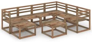 Set mobilier de grădină, 8 piese, maro, lemn de pin tratat