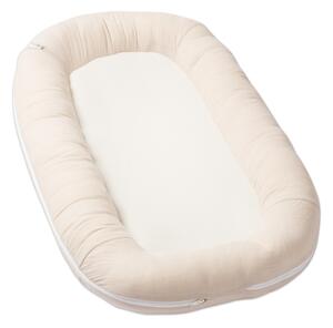 Baby nest ergonomic cu baza respirabila si husa detasabila din muselina Kidizi Airnest Natur