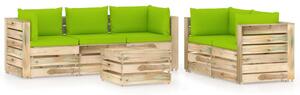 Set mobilier grădină, 6 piese, cu perne, lemn verde tratat