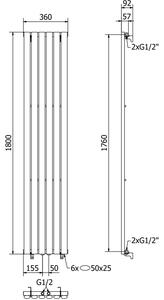 Mexen Oregon calorifer decorativ 1800 x 350 mm, 604 W, Albă - W202-1800-350-00-20