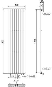 Mexen Oregon calorifer decorativ 1800 x 490 mm, 805 W, Neagră - W202-1800-490-00-70