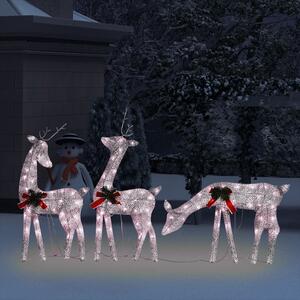 Familie cu reni de Crăciun, auriu/alb cald, 270x7x90 cm, plasă