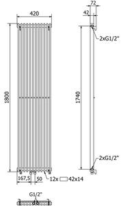 Mexen Kansas calorifer decorativ 1800 x 420 mm, 1441 W, Neagră - W204-1800-420-00-70
