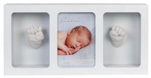 Kit amprenta bebe 3D manuta si piciorus cu rama foto Bambino by Juliana alba