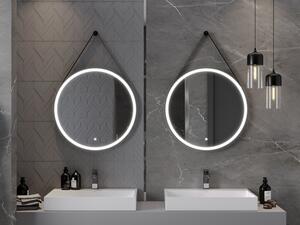 Mexen Reni oglindă iluminată de baie, rotunde 70 cm, LED 6000K, anti aburire, ramă neagră - 9812-070-070-611-70