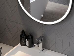 Mexen Reni oglindă iluminată de baie, rotunde 100 cm, LED 6000K, anti aburire, ramă neagră - 9812-100-100-611-70