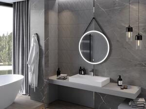 Mexen Reni oglindă iluminată de baie, rotunde 80 cm, LED 6000K, anti aburire, ramă neagră - 9812-080-080-611-70