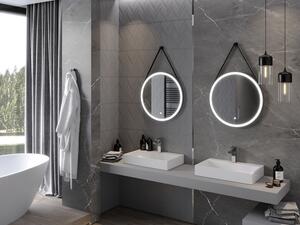 Mexen Reni oglindă iluminată de baie, rotunde 60 cm, LED 6000K, anti aburire, ramă neagră - 9812-060-060-611-70