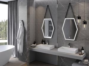 Mexen Orla oglindă iluminată de baie 60 x 80 cm, LED 6000K, anti aburire, ramă neagră - 9815-060-080-611-70