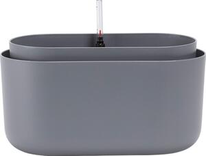 Jardinieră cu auto-irigare Plastia, gri,31 x 16 cm