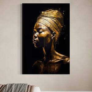 Tablou Canvas Premium LuxCanva® A1409, Golden African , Room, Femeie, Auriu, Decorativ, Studio, Culori Vibrante