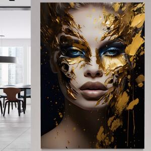 Tablou Canvas Premium LuxCanva® A1419, Gold Girl , Living Room, Femeie, Auriu, Senzual, Frumusete, Decorativ, Culori Vibrante