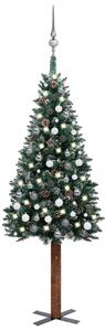 Brad de Crăciun pre-iluminat slim, set globuri, verde, 210 cm