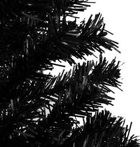 Brad Crăciun pre-iluminat cu set globuri, negru, 120 cm, PVC